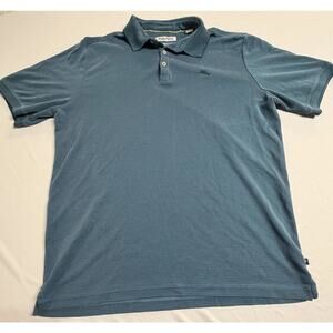 Tommy Bahama Polo Shirt Men LT Blue Embroidered Marlin Logo Short Sleeve Casual